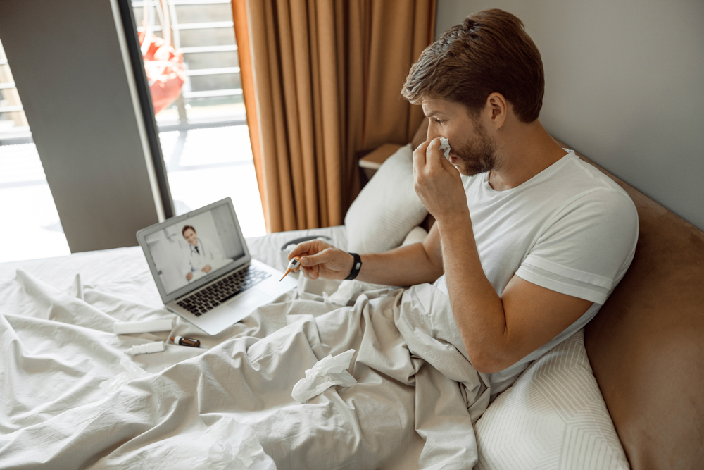 A man on a phone call with a licensed provider